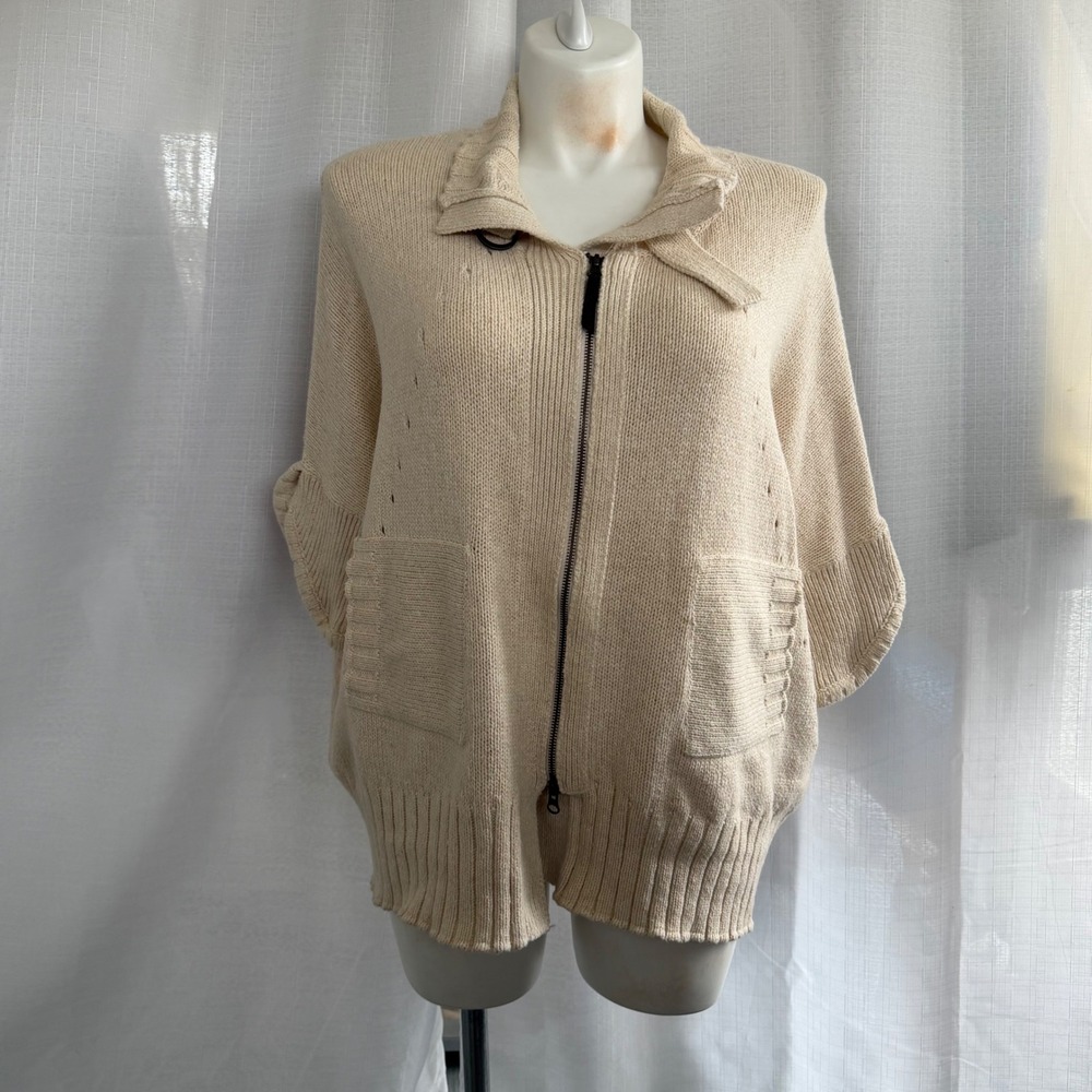 Soft Surroundings Knit‎ Full Zip Sweater Size XL Beige